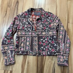 Gramicci Jamie Jacket Sz S Button Up Trucker Denim Boxy Coco Brown Kantha Inspir